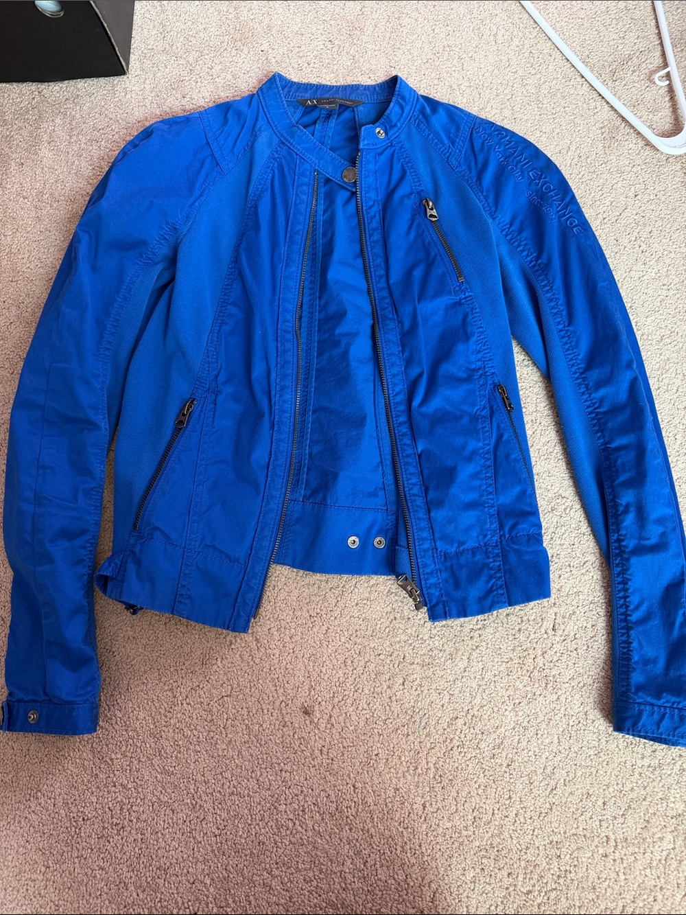A/X Armani Exchange Women's Royal Blue Zip Bomber Jacket